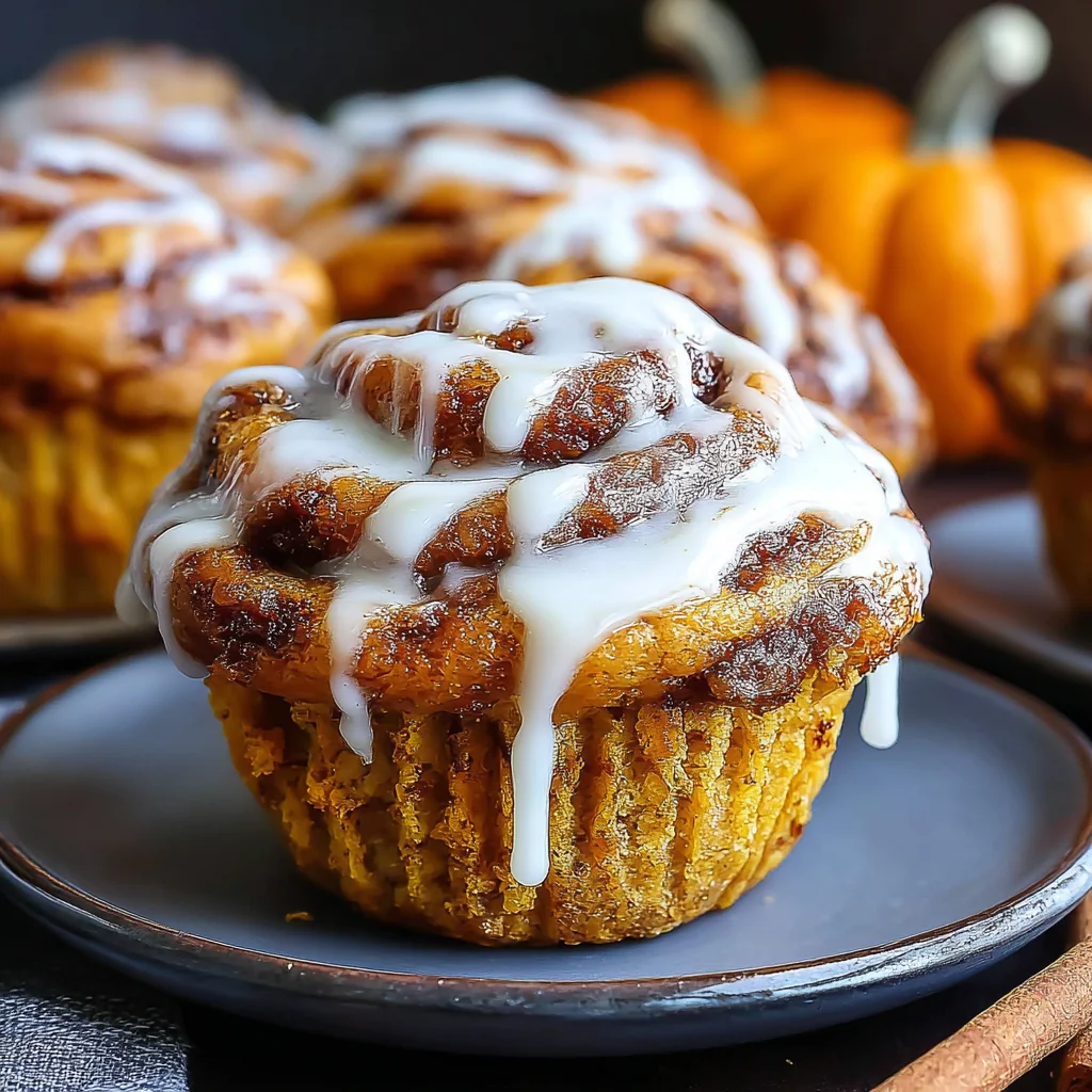 Pumpkin Cinnamon Roll Muffins