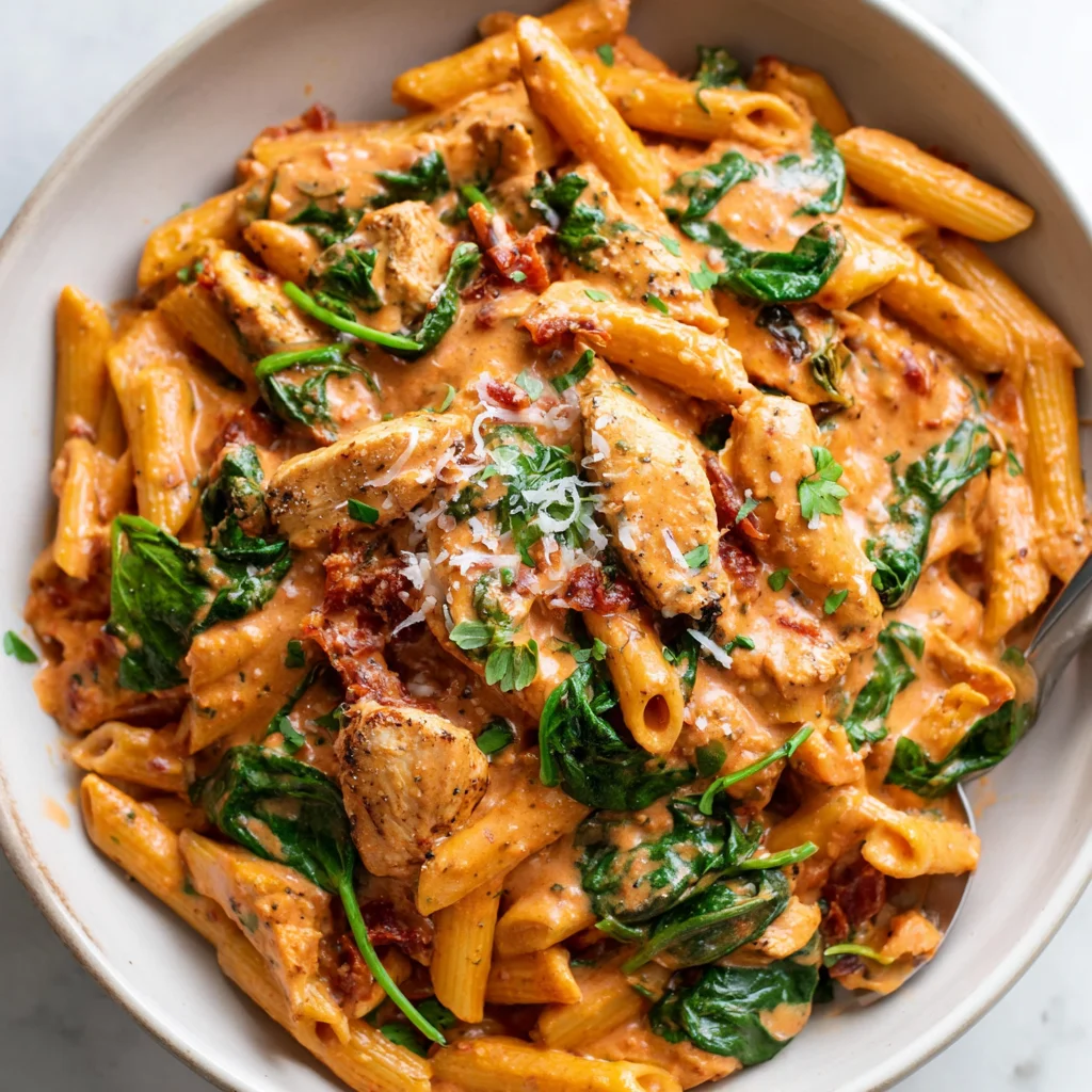 Tomato Spinach Chicken Pasta