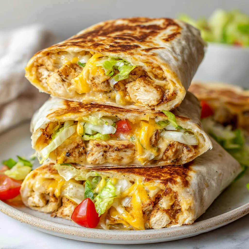 cheesy garlic chicken wraps