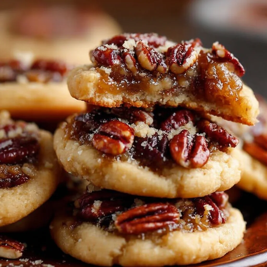 Chewy Pecan Pie Cookies with Caramelized Filling