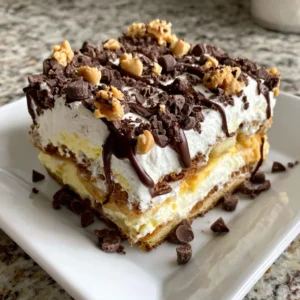 Peanut Butter Chocolate Eclair Cake