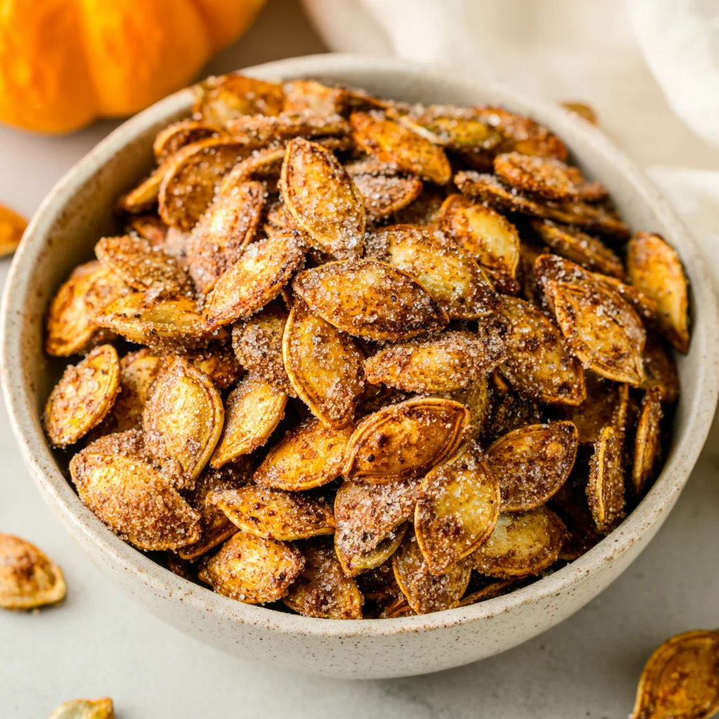 Roasted Pumpkin Seeds with Cinnamon Sugar