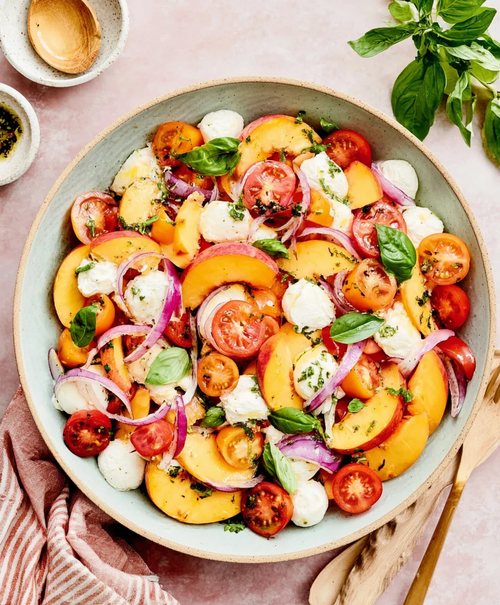 Summer Peach Caprese Salad with Tomatoes