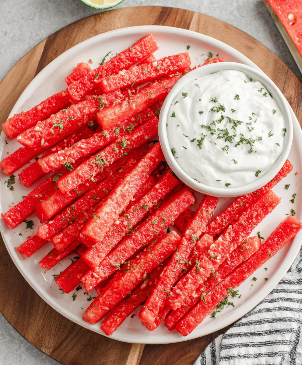 Watermelon Fries with Whipped Yogurt
