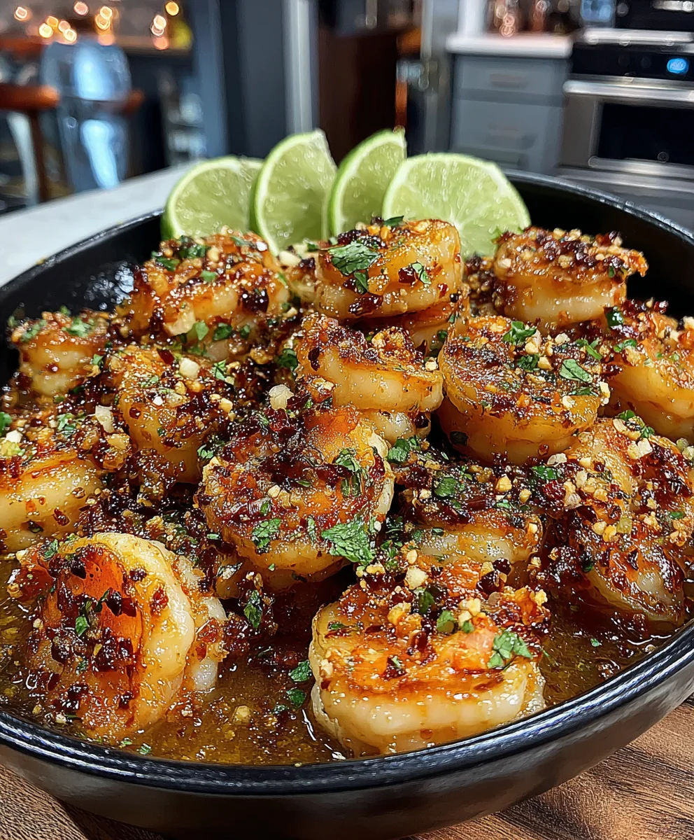Chili Lime Shrimp with Crushed Red Pepper, Garlic, and Olive Oil