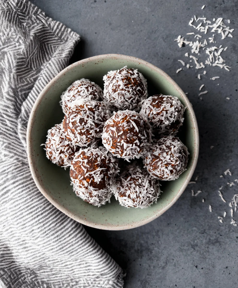Chocolate Coconut Date Energy Balls