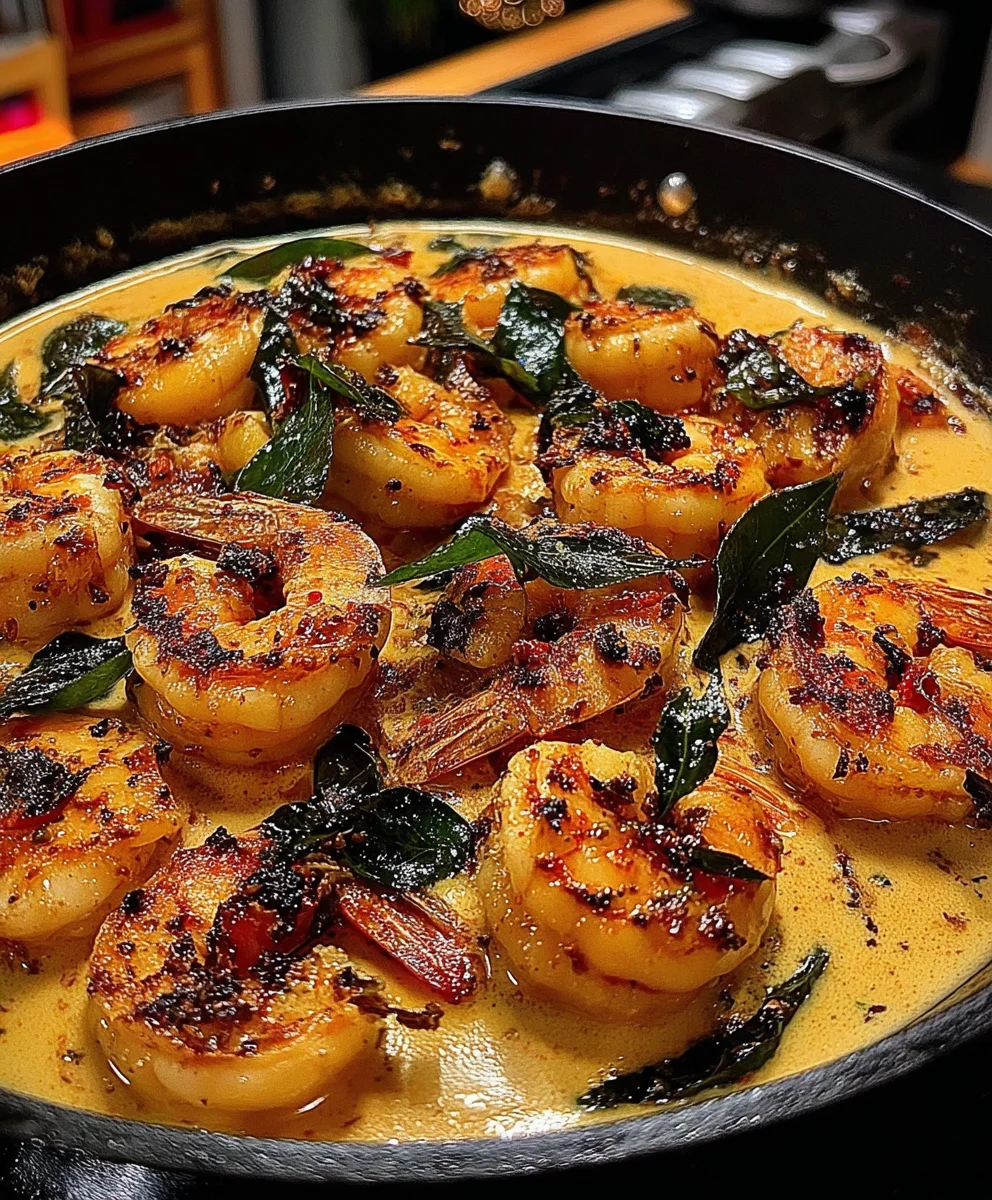 Creamy Coconut Shrimp with Curry Leaves, Turmeric, and Ginger