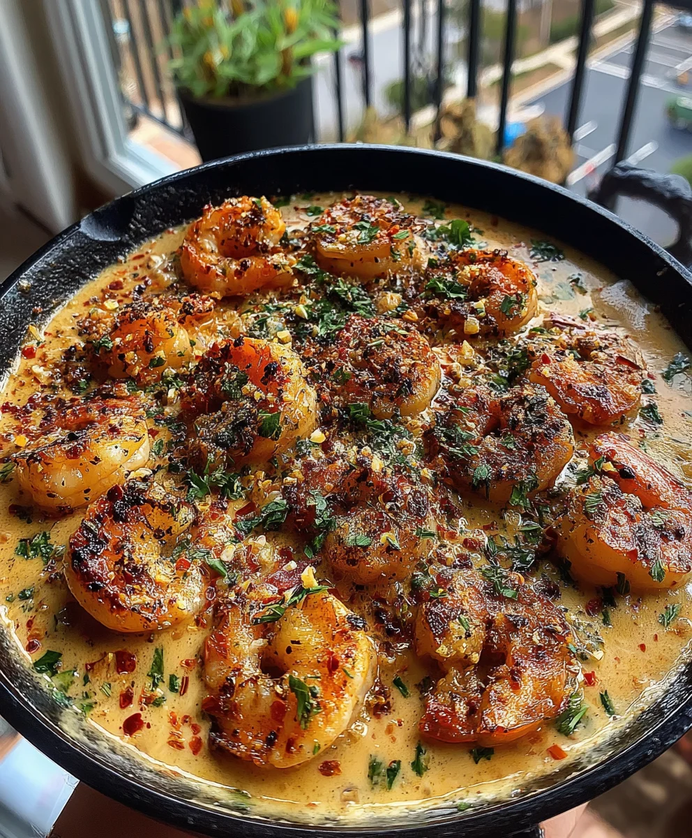 Creamy Garlic Shrimp with Milk, Cornstarch, Black Pepper, and Italian Herbs