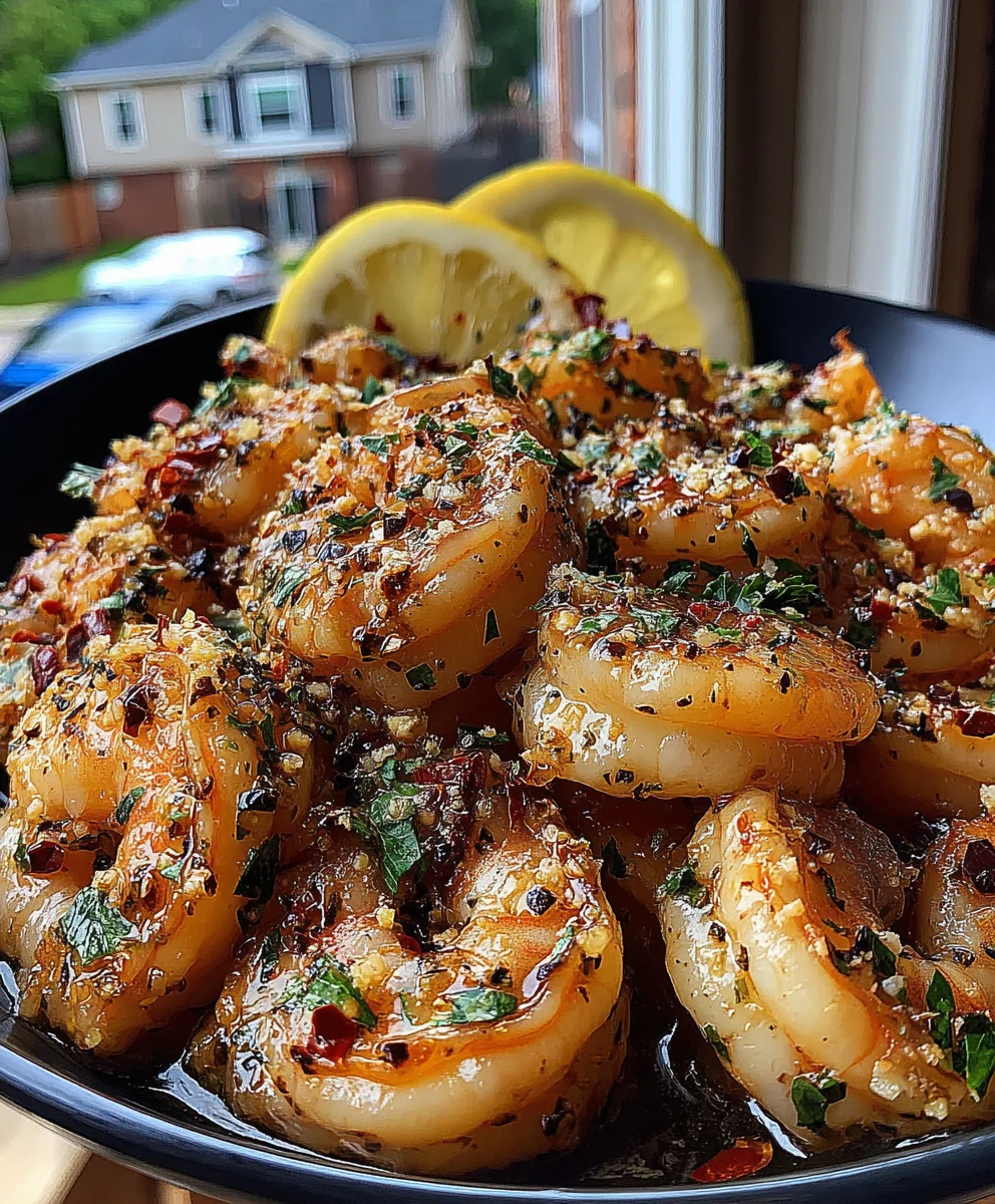 Garlic Butter Shrimp with Lemon Zest, Parsley, and Crushed Red Pepper