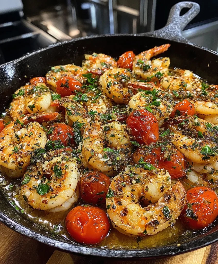 Mediterranean Shrimp with Olive Oil, Oregano, Cherry Tomatoes, and Garlic