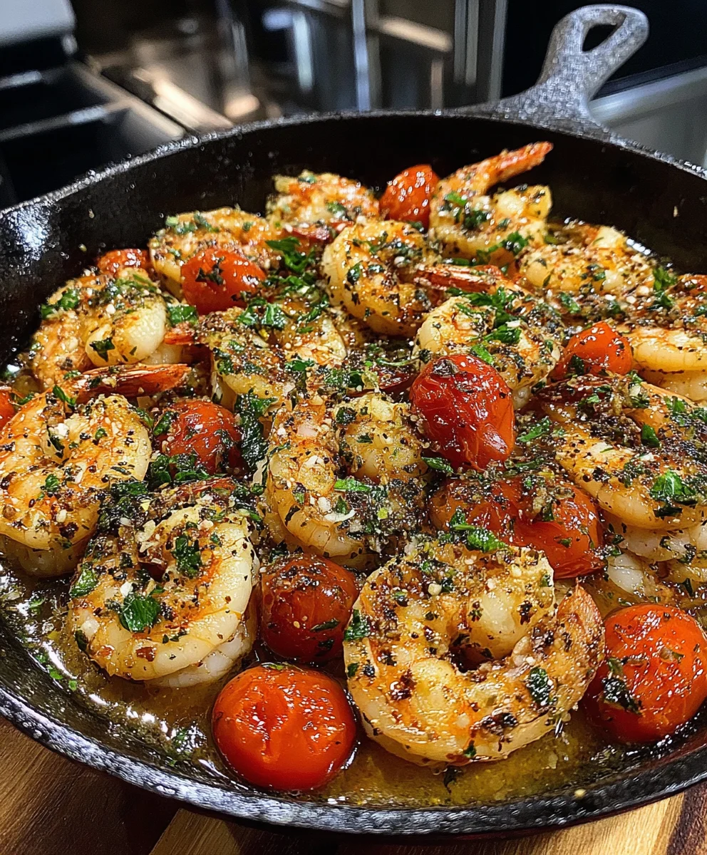 Mediterranean Shrimp with Olive Oil, Oregano, Cherry Tomatoes, and Garlic
