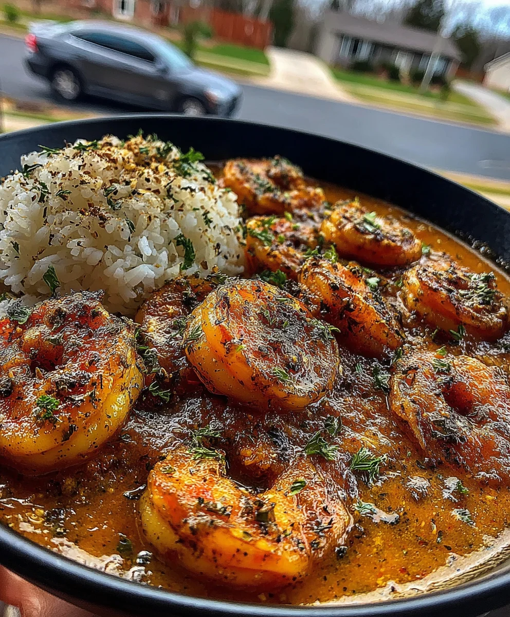 Shrimp Masala with Tomato Gravy, Garam Masala, and Fresh Ginger