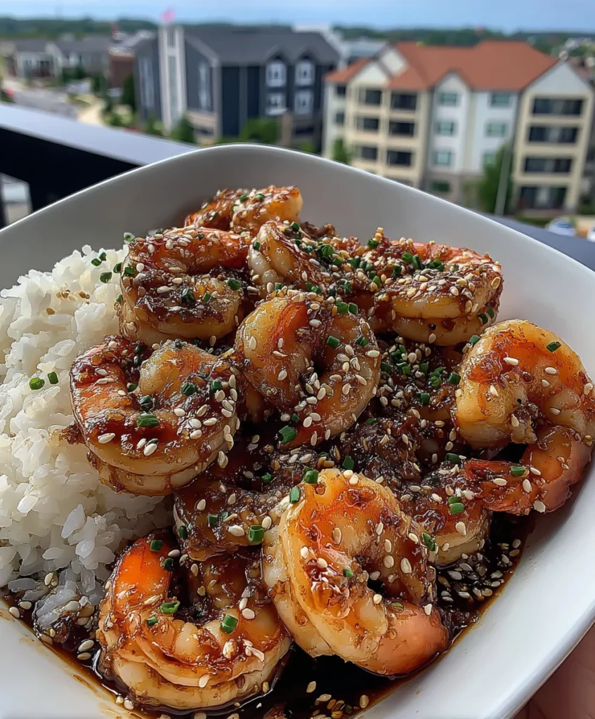 Sweet Chili Shrimp with Honey, Soy Sauce, and Toasted Sesame Seeds