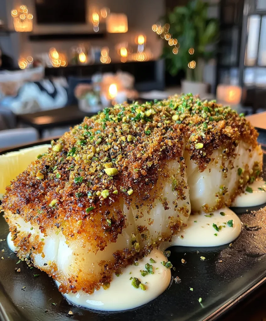 Baked Cod with Pistachio Crust and Zesty Garlic Aioli