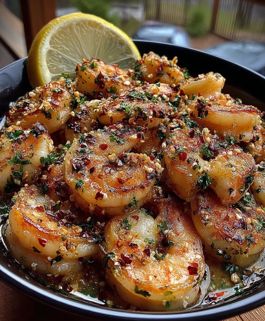 Butter Garlic Shrimp with Chili Flakes, Lemon Juice, and Fresh Parsley