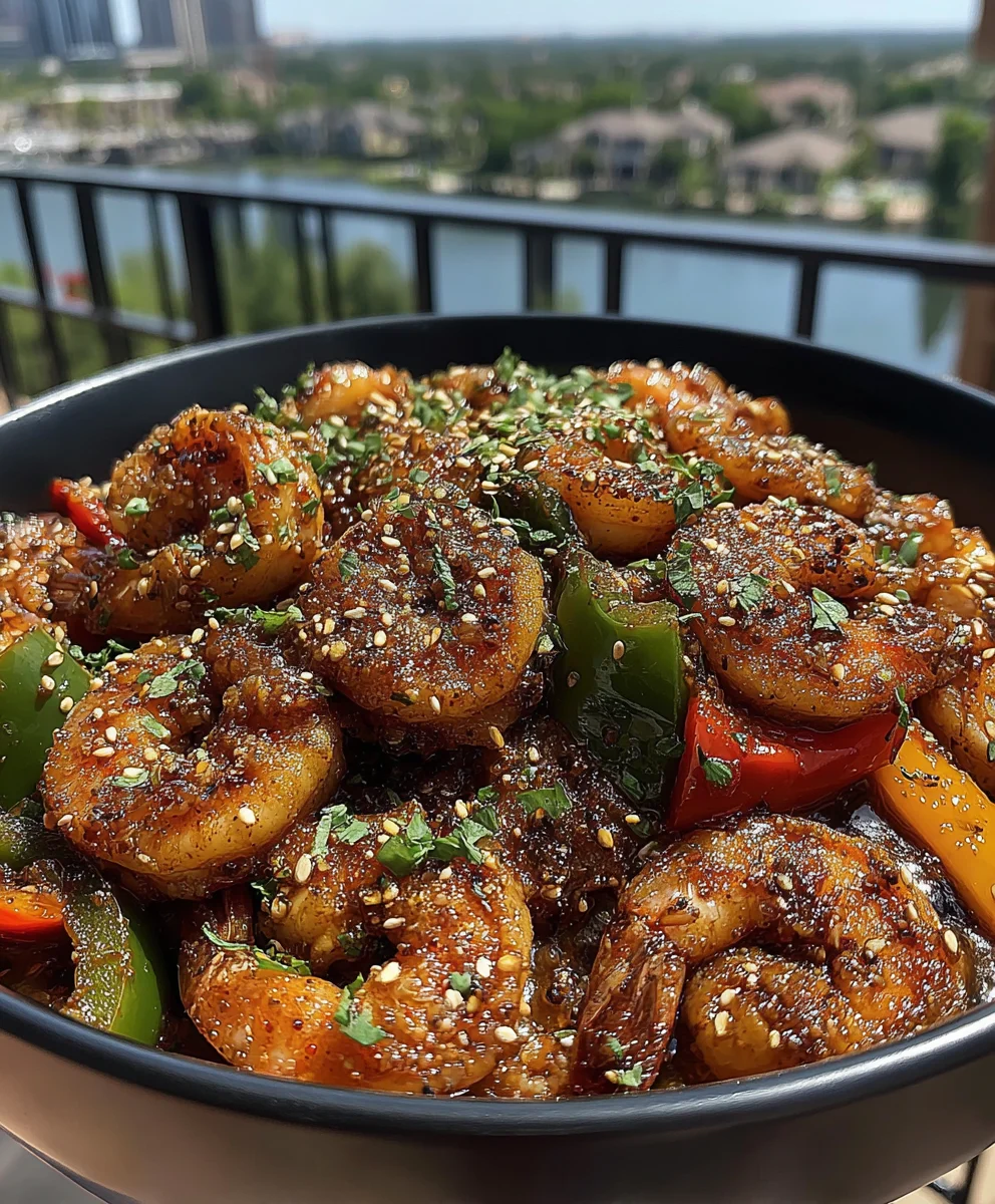 Chili Lime Shrimp Stir-Fry with Bell Peppers and Garlic Sauce