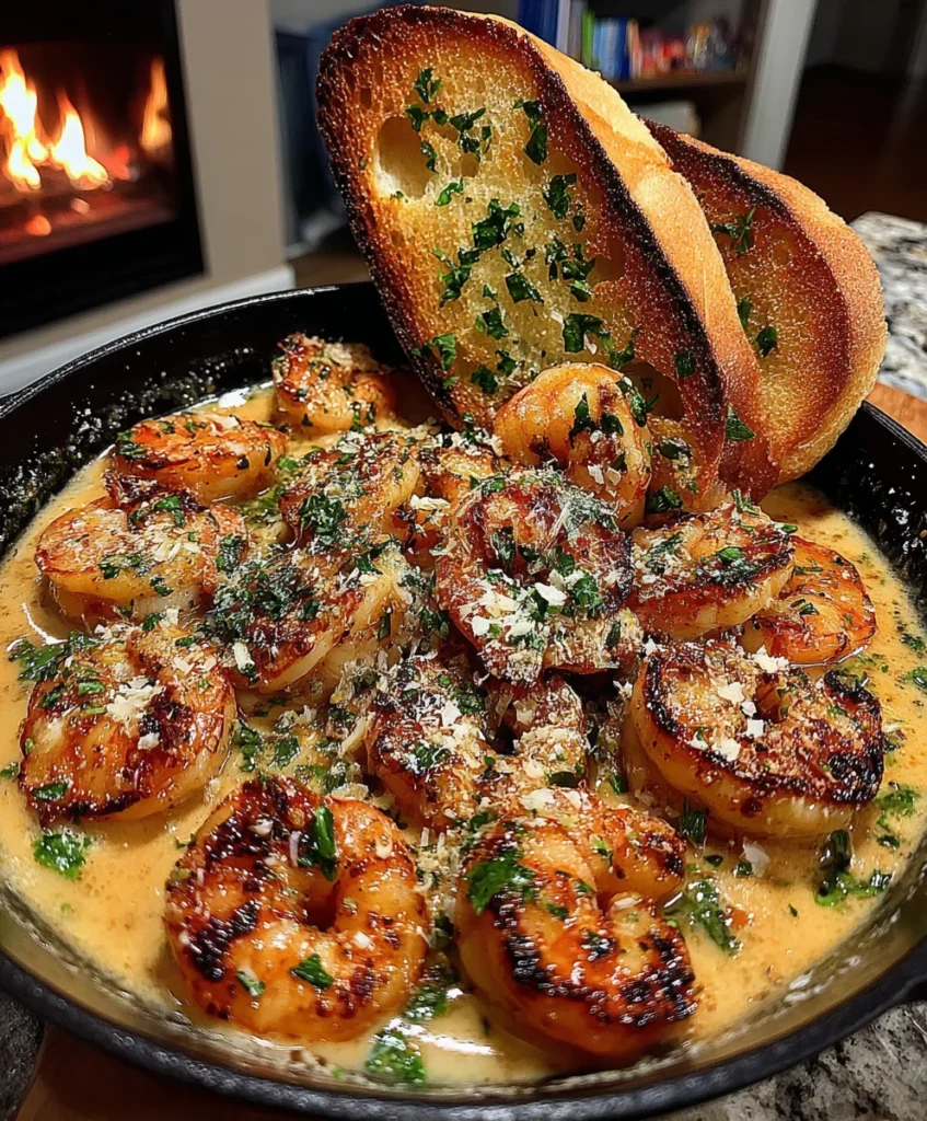 Creamy Garlic Butter Shrimp with Lemon Juice, Parmesan, and Fresh Parsley