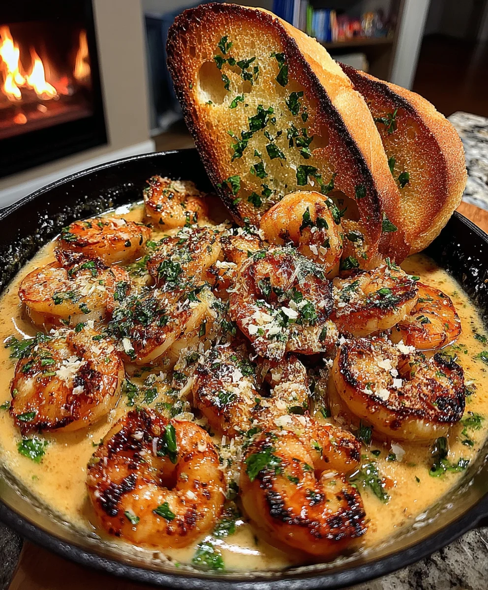 Creamy Garlic Butter Shrimp with Lemon Juice, Parmesan, and Fresh Parsley