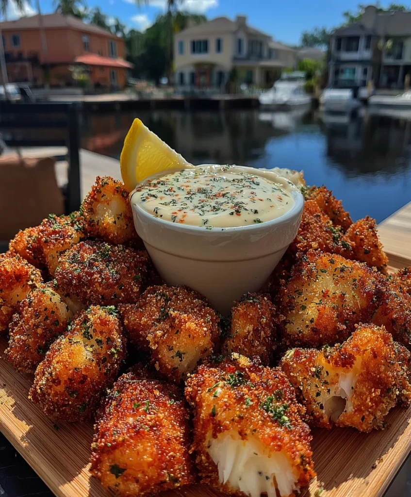 Crispy Garlic Cod Bites with Creamy Lemon Herb Dip