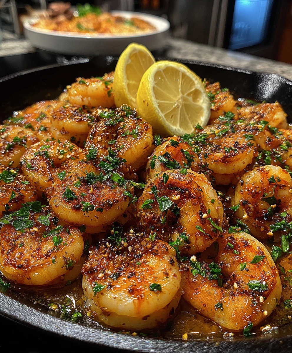 Garlic Butter Shrimp Skillet with Paprika, Lemon Zest, Black Pepper, and Fresh Parsley