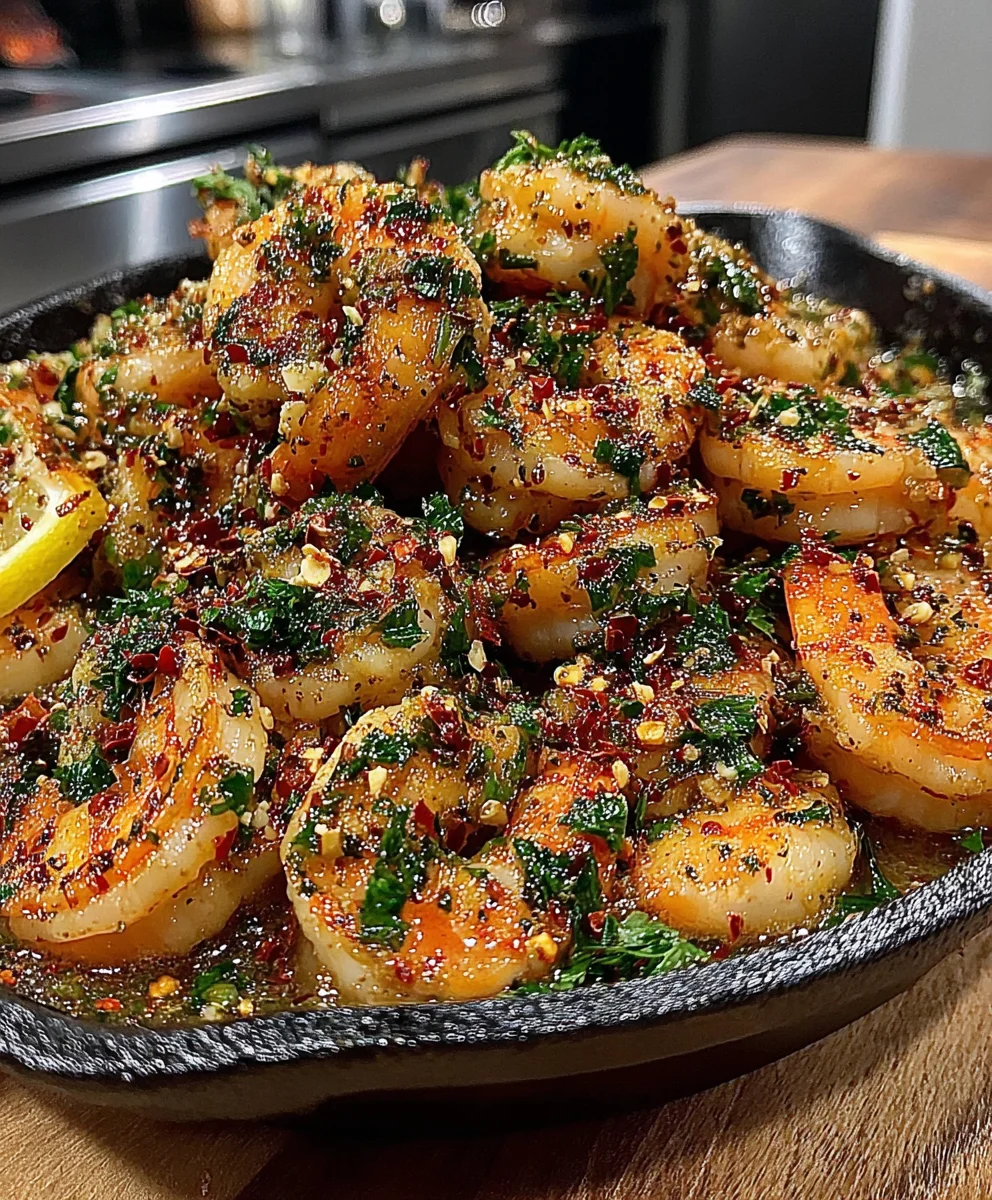 Garlic Butter Shrimp with Lemon, Fresh Parsley, and Red Chili Flakes
