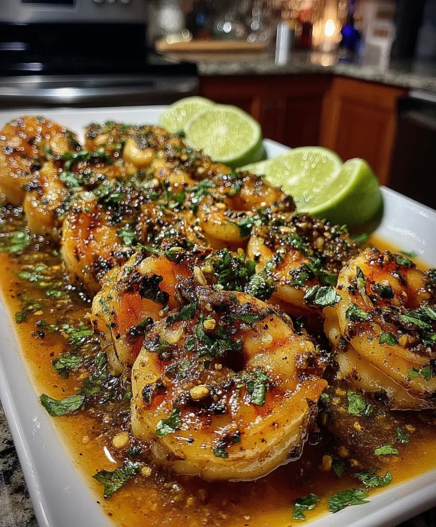 Garlic Lime Shrimp with Crushed Red Pepper, Olive Oil, and Cilantro