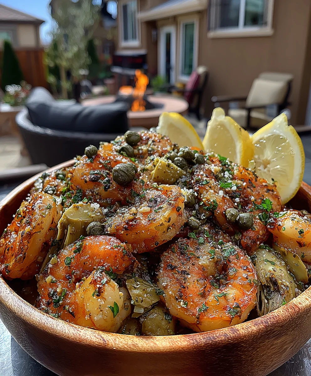 Lemon-Garlic Shrimp with Artichoke Hearts and Capers
