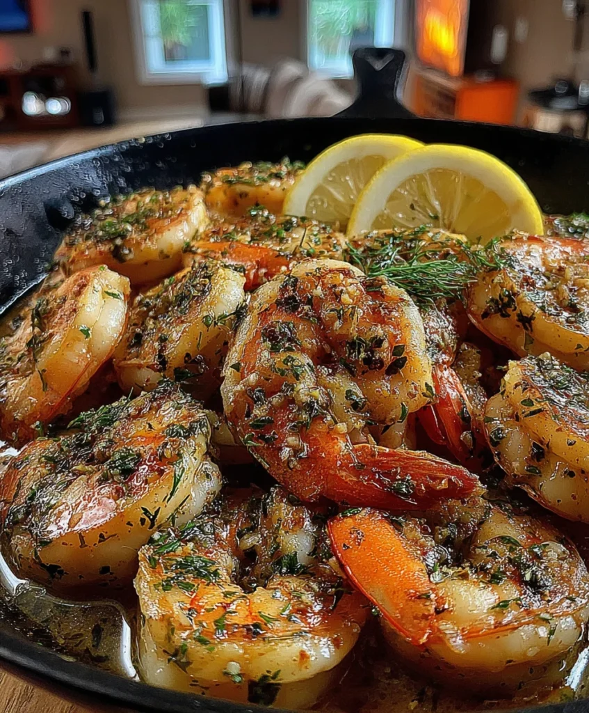 Lemon Herb Shrimp with Olive Oil, Garlic, and Fresh Dill Sauce