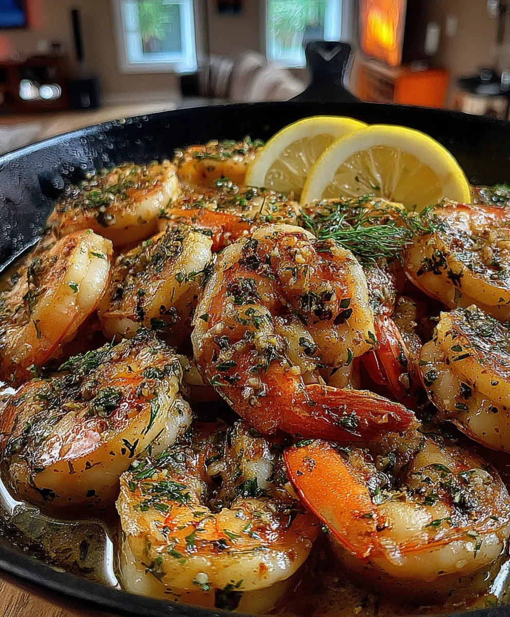 Lemon Herb Shrimp with Olive Oil, Garlic, and Fresh Dill Sauce