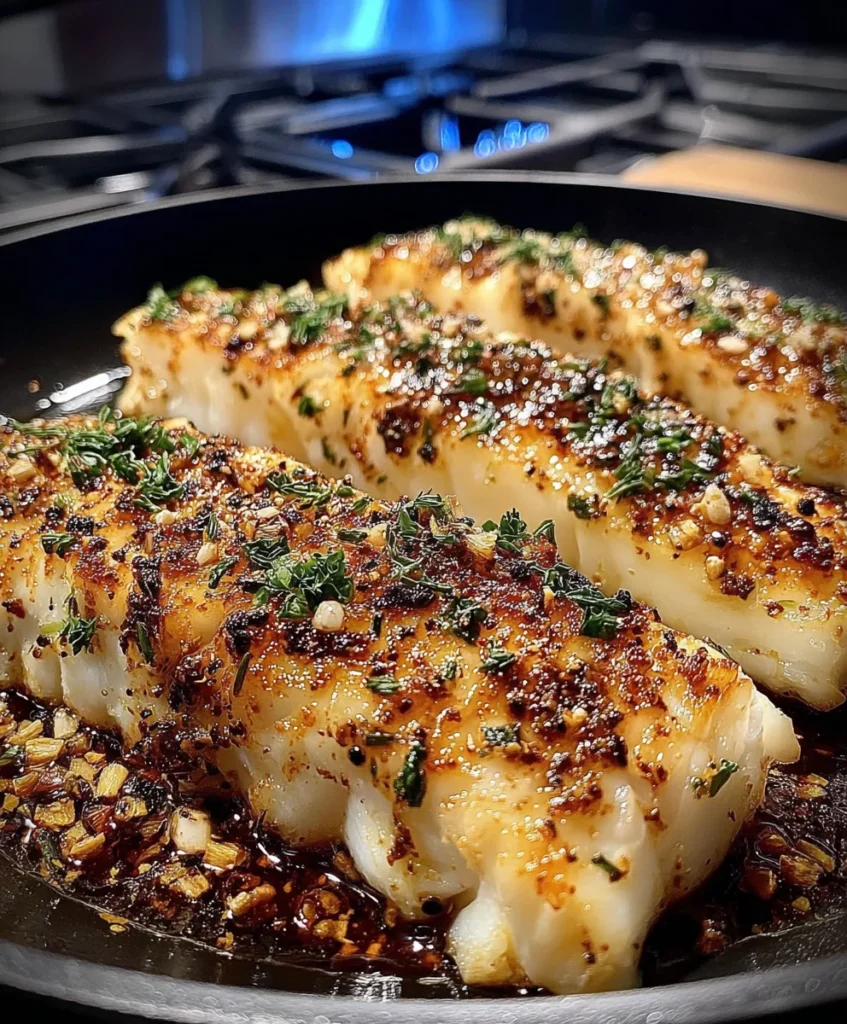 Lemon Pepper Alaska Pollock with Olive Oil, Garlic, and Cracked Pepper