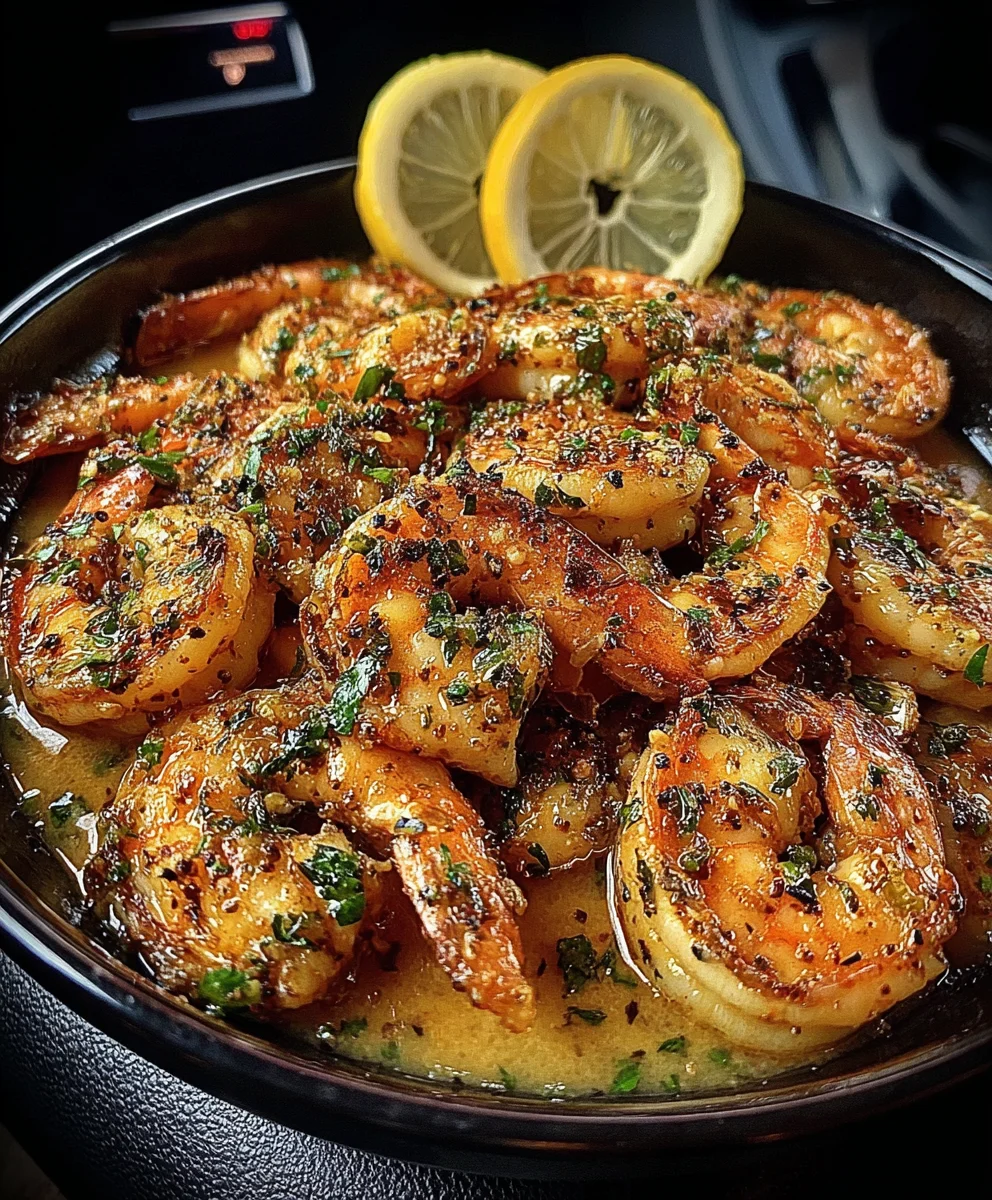 Lemon Pepper Shrimp with Butter Sauce and Fresh Herbs