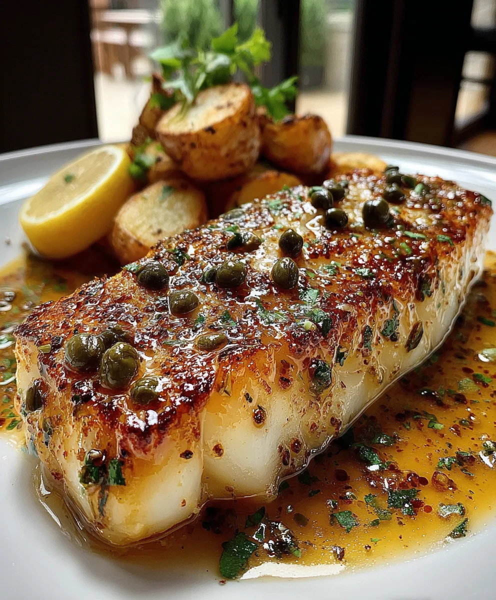 Mediterranean Cod with Olive, Caper, and Lemon Sauce