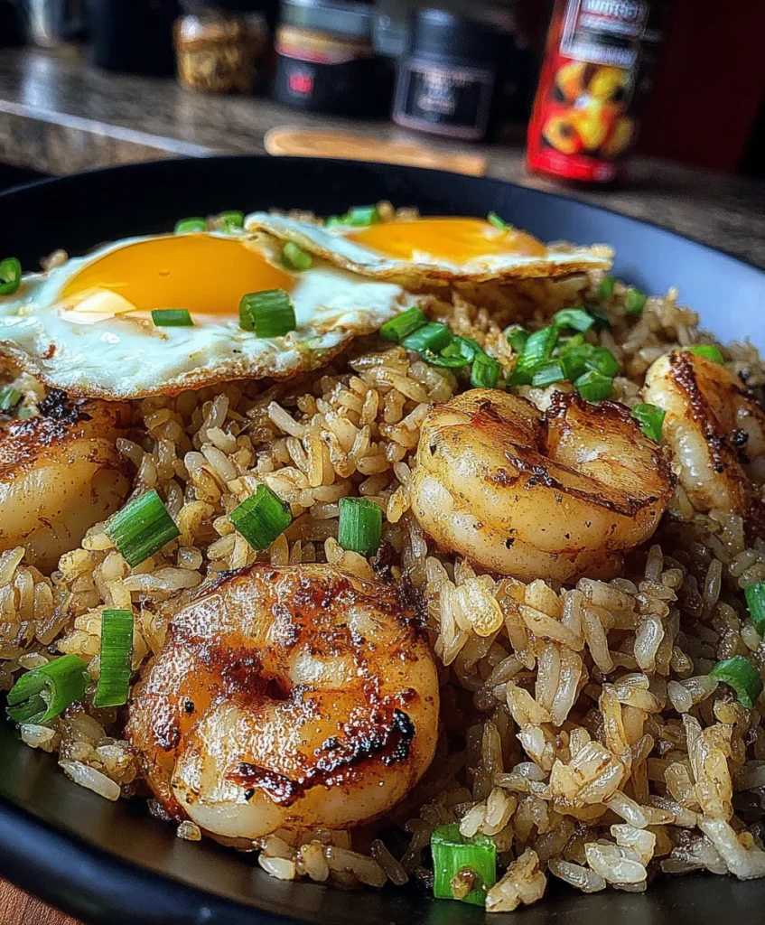 Shrimp Fried Rice with Eggs, Green Onions, and Light Soy Sauce