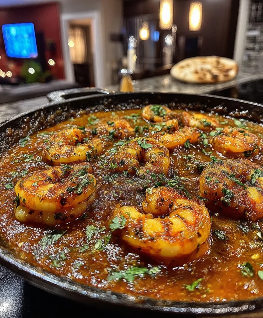 Shrimp Masala with Tomato Gravy, Garam Masala, and Fresh Coriander