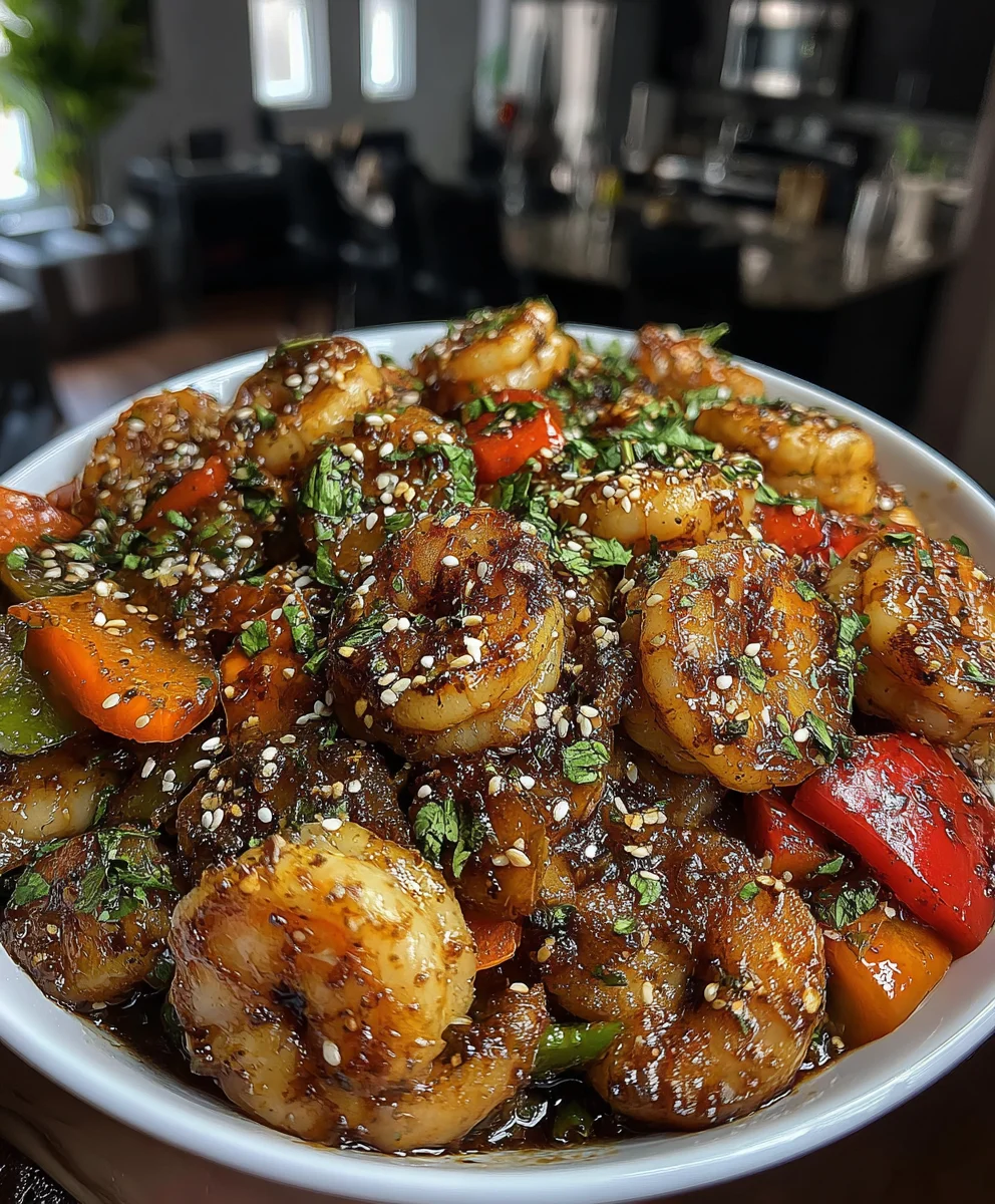 Smoky Shrimp Stir-Fry with Paprika, Bell Peppers, Garlic, and Sesame Oil