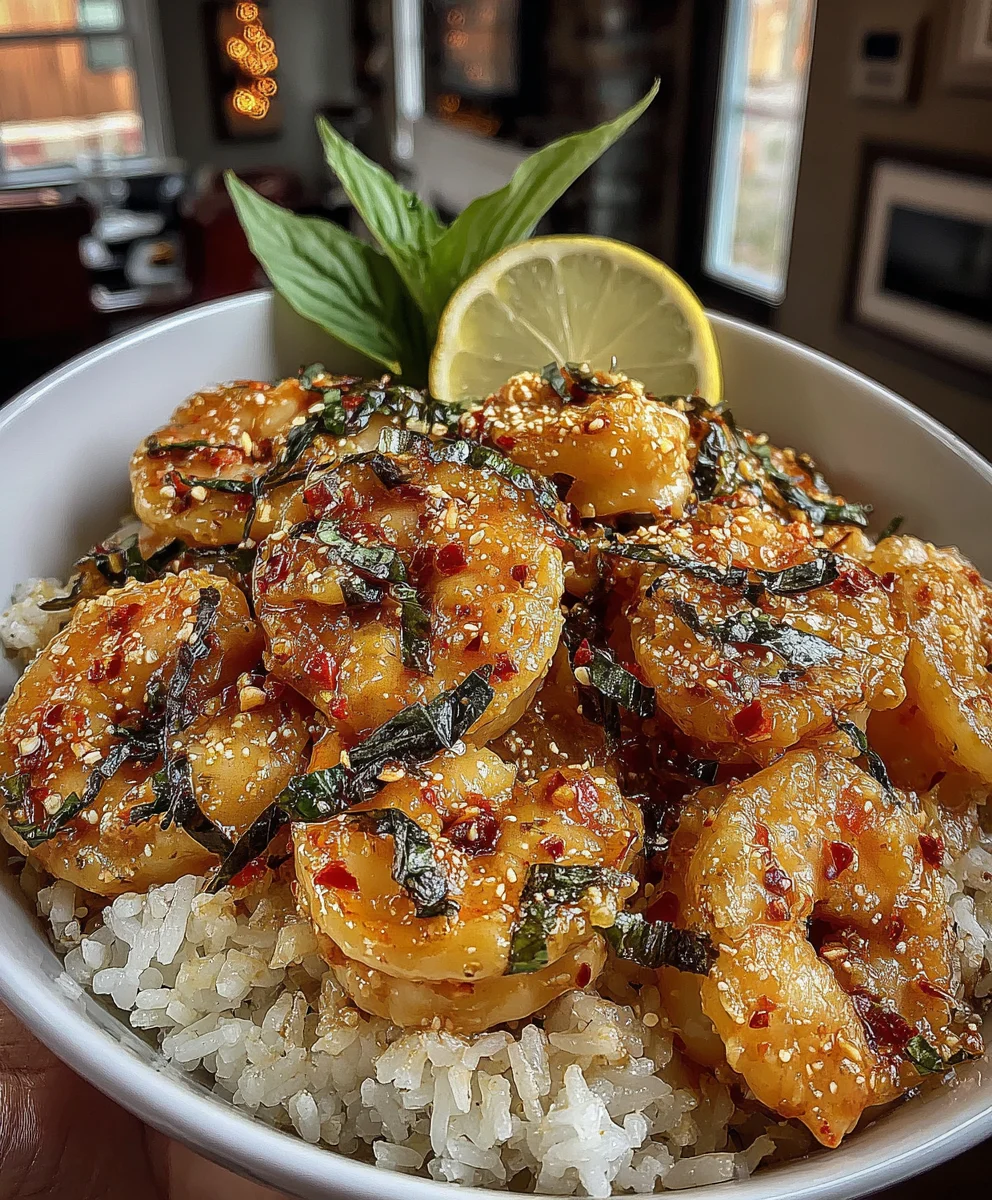 Spicy Coconut Red Curry Shrimp with Lemongrass and Basil