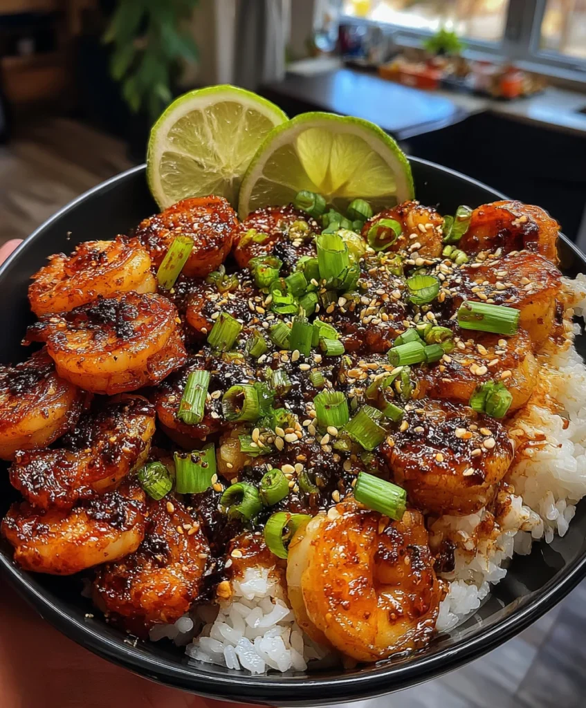 Spicy Sriracha Lime Shrimp with Honey and Charred Green Onions