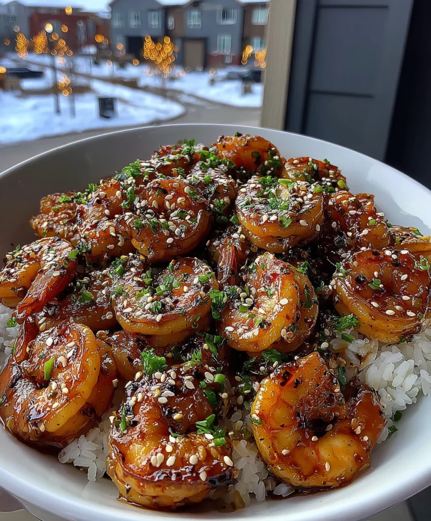 Sweet Chili Shrimp with Garlic Sauce and Sesame Seeds