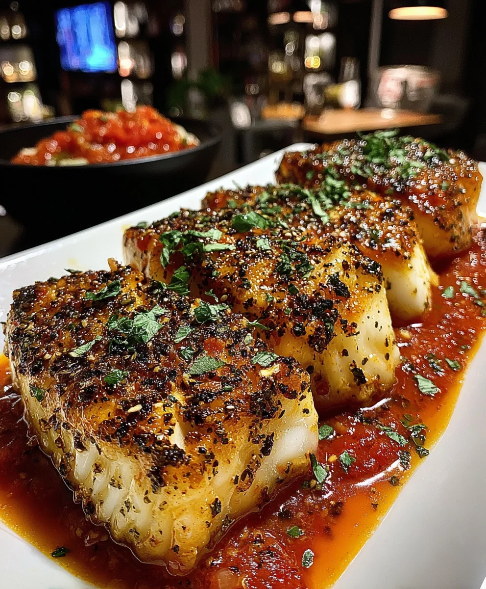 Tomato Basil Cod with Garlic, Olive Oil, and Rich Marinara Sauce
