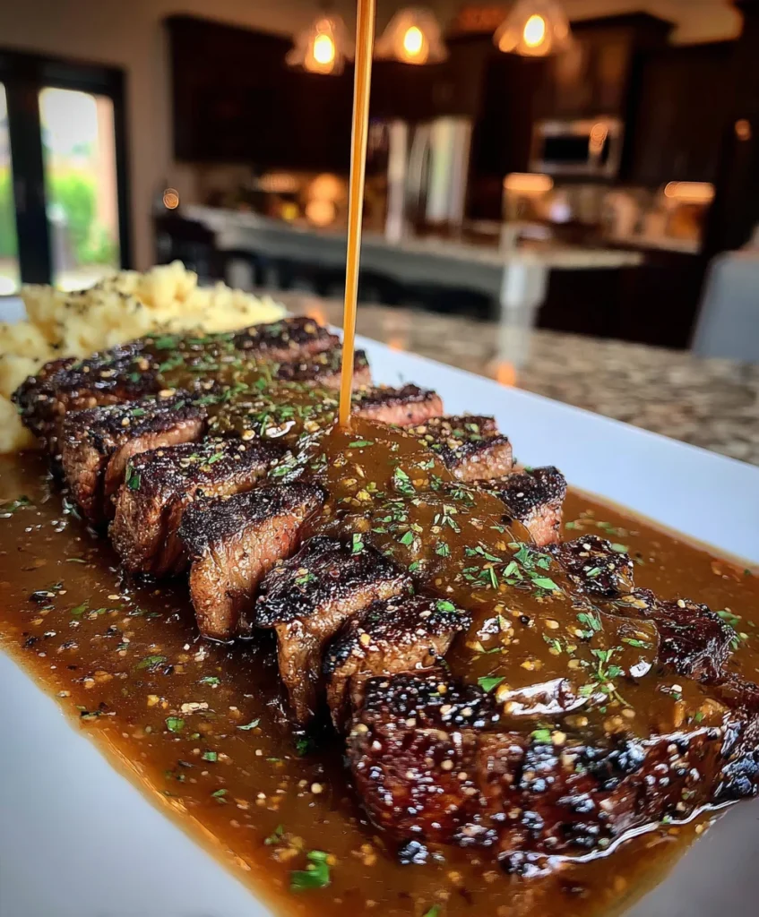 Garlic Butter Beef Steak with Rich Savory Brown Gravy
