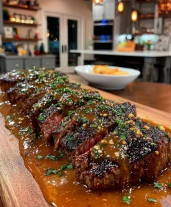 Juicy Garlic Butter Steak with Homestyle Brown Gravy Sauce