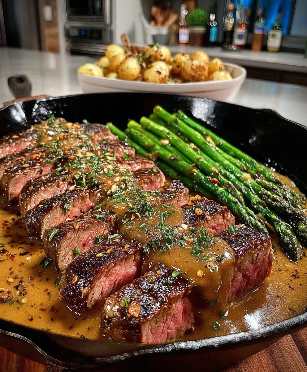 Skillet Garlic Butter Steak with Homemade Brown Gravy