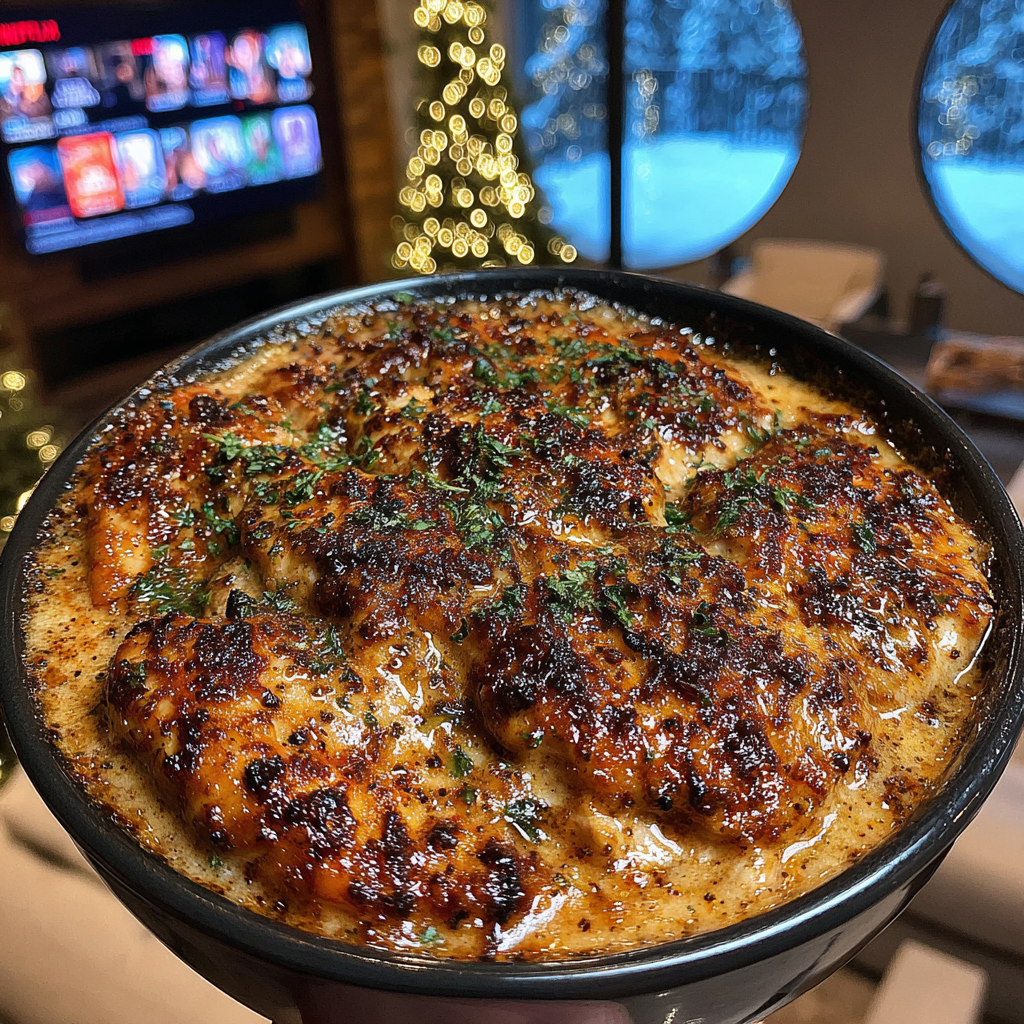 Black Garlic and Peppercorn Parmesan Smothered Chicken with Italian Flat-Leaf Parsley