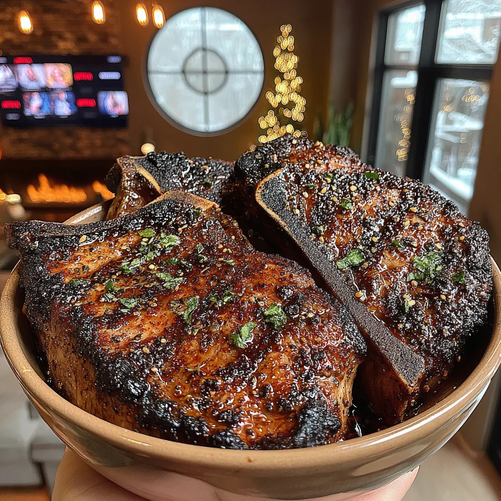 Aleppo Pepper and Cinnamon-Crusted T-Bone with Pomegranate-Mint Infusion