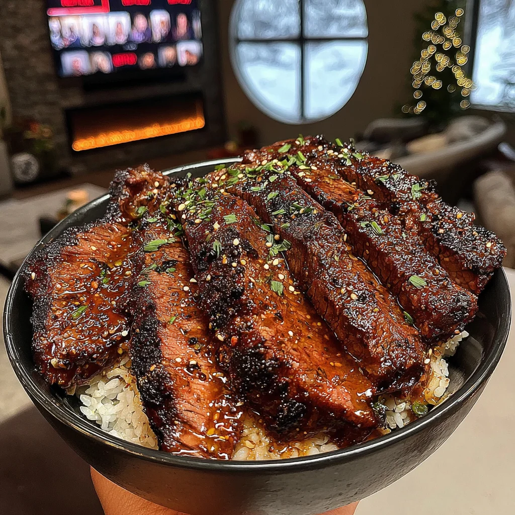 Aleppo Pepper and Lemon-Crusted Skirt Steak with Saffron-Garlic Oil