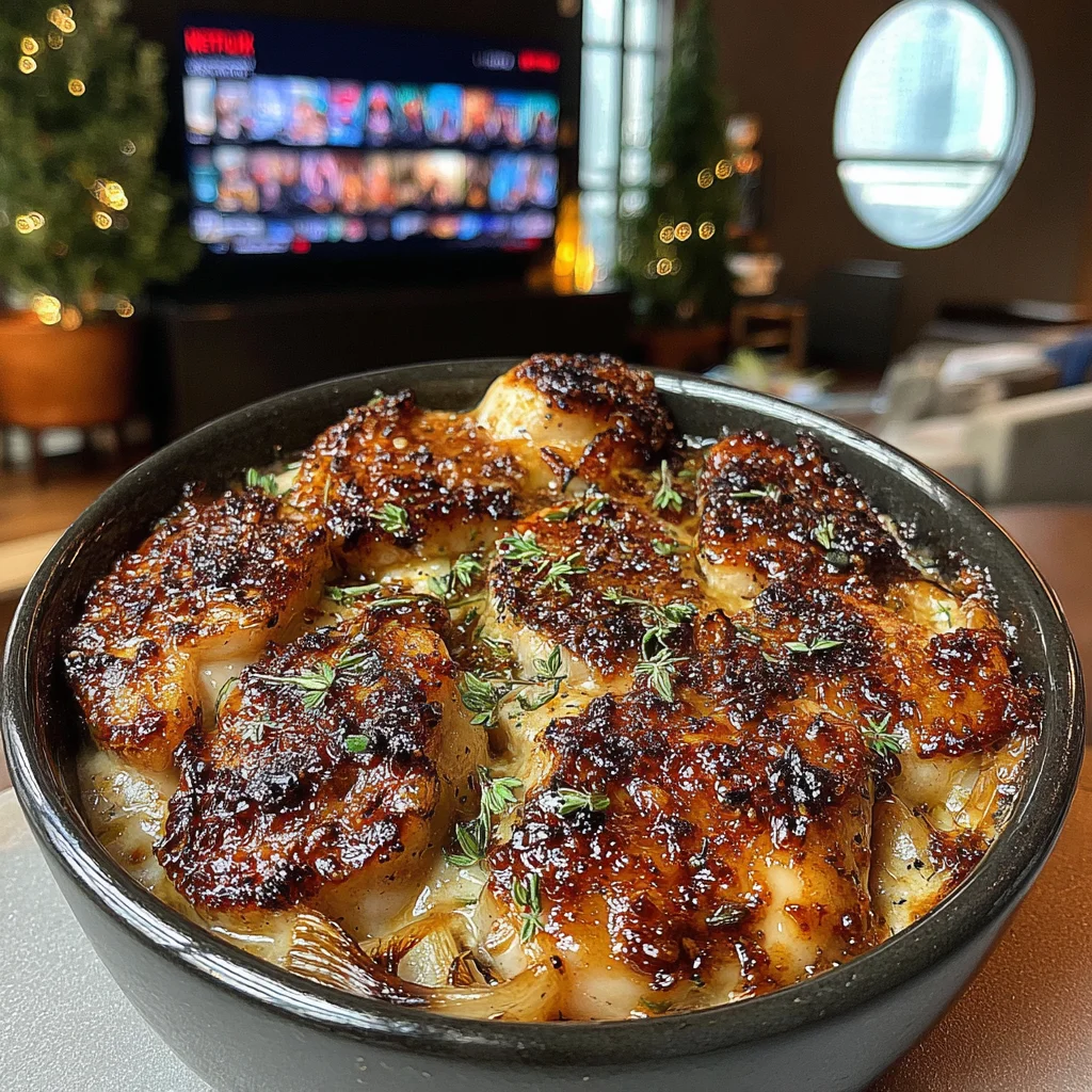 Balsamic-Glazed Cipollini Onion Parmesan Smothered Chicken with Fresh English Thyme