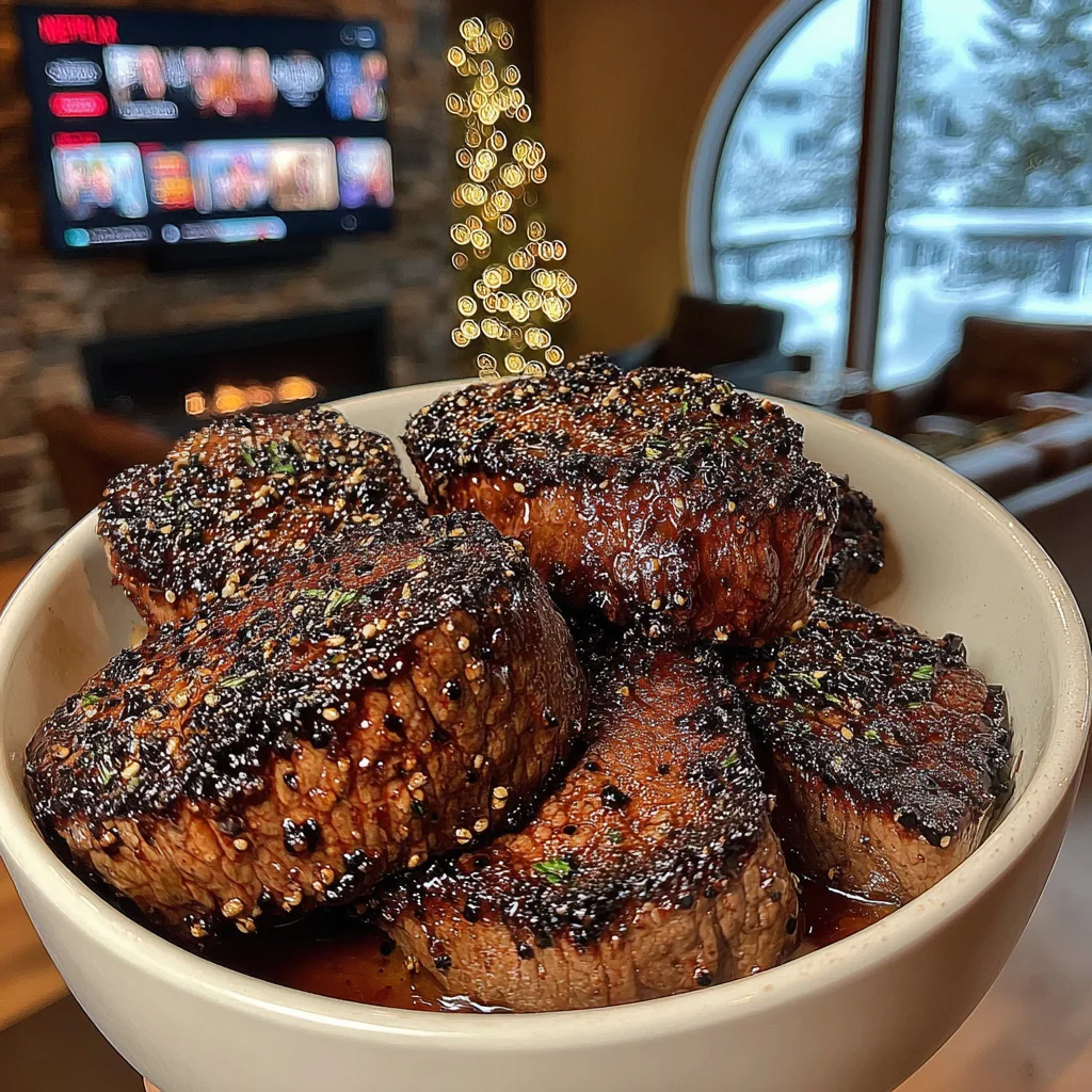 Black Peppercorn and Fennel Seed Crusted Filet Mignon with Balsamic-Glazed Figs