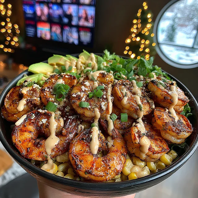 Cajun Spiced Shrimp with Sweet Corn, Avocado, and Lime Crema