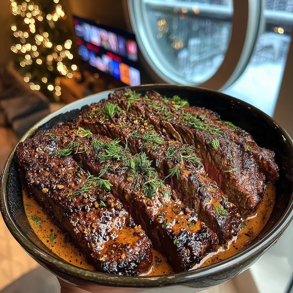 Coriander and Cumin-Crusted Flat Iron with Spicy Harissa-Infused Butter