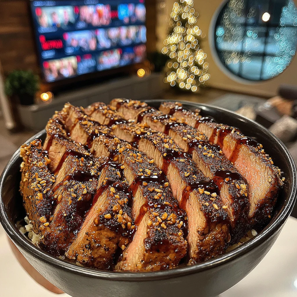 Dried Fig and Crushed Walnut-Crusted New York Strip with a Rich Balsamic Reduction
